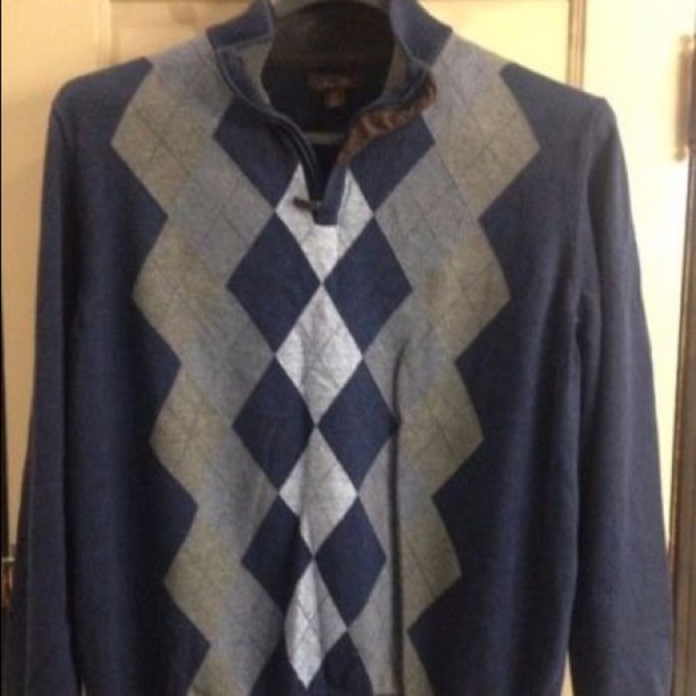Tasso Elba XXL V Neck Zip Up Blue Sweater