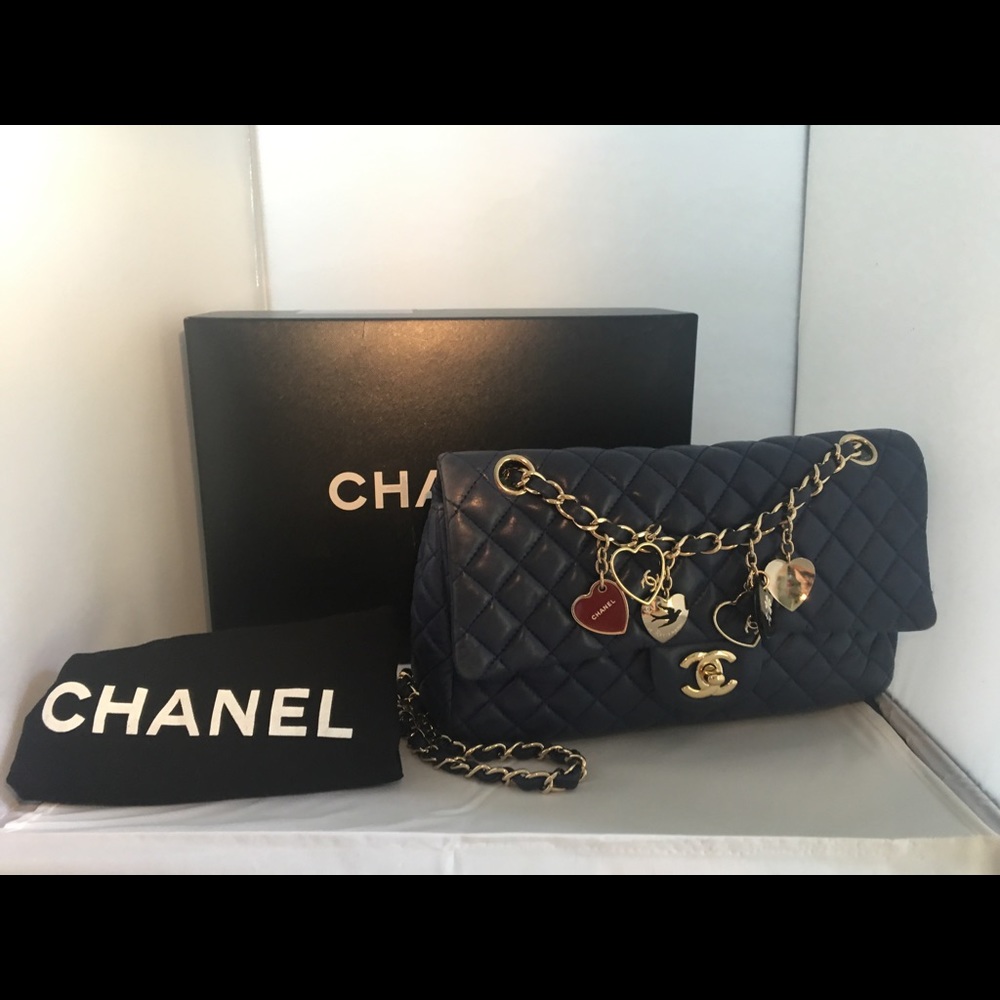 SOLD.   CHANEL CC LoveCharm Quilted gold chain bag
