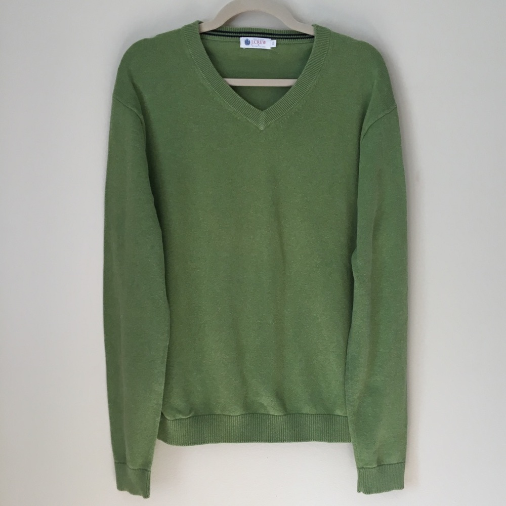 J.Crew Cotton and Cashmere Green Pullover Sweater