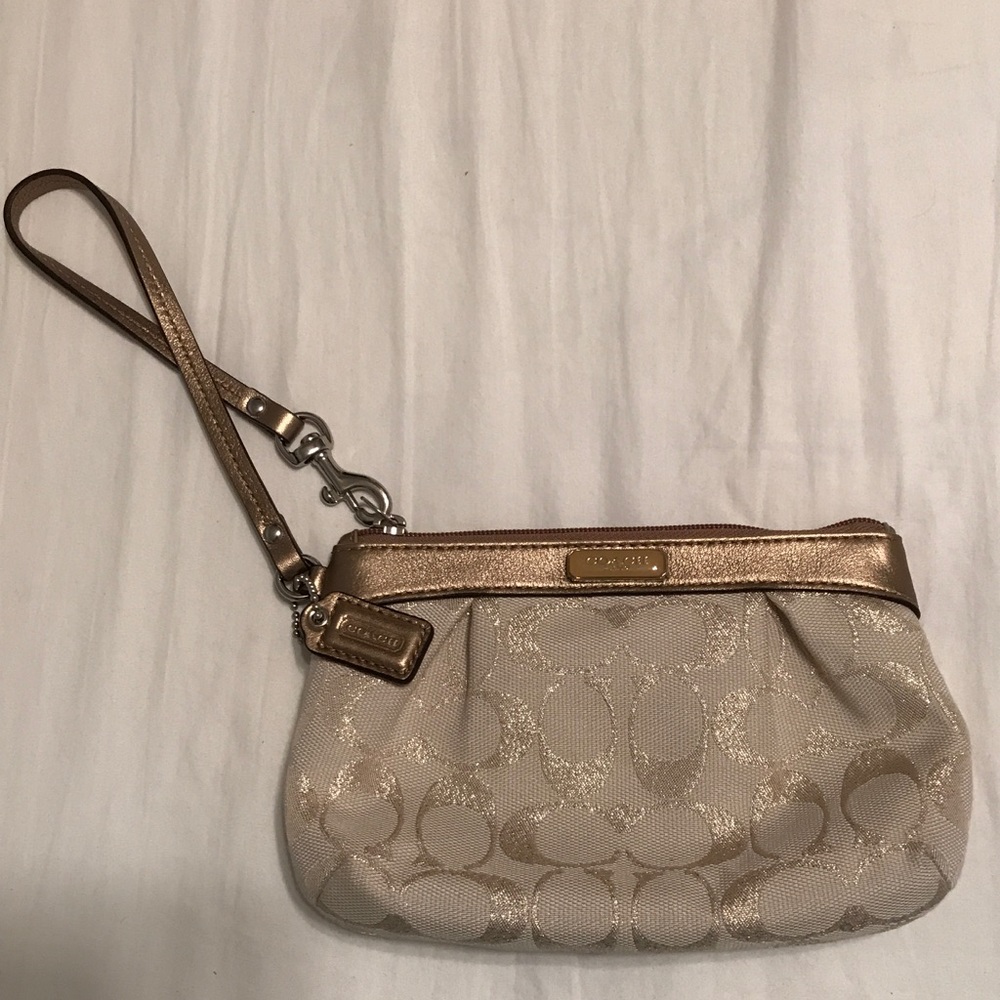 Coach wristlet - beige and gold
