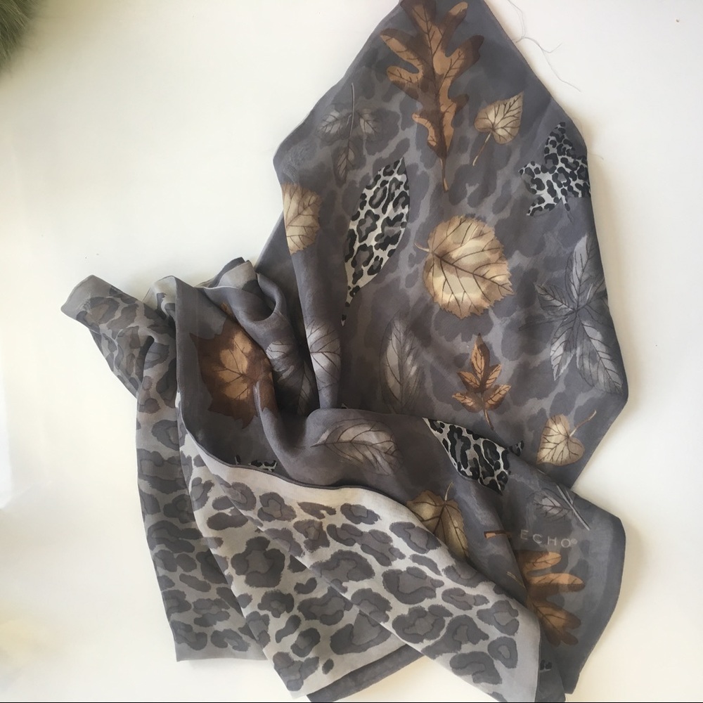 Mixed print silk chiffon scarf
