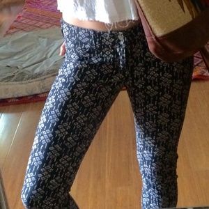 Anthropologie Zip-Ankle Patterned Skinny Jeans