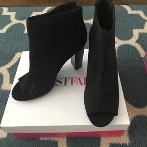Peep toe black booties
