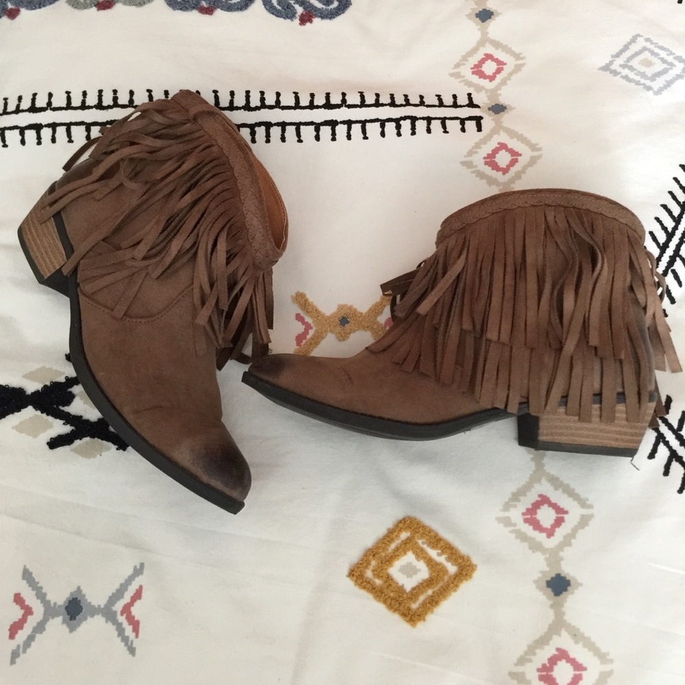 Brown Fringe Ankle Boot / Booties
