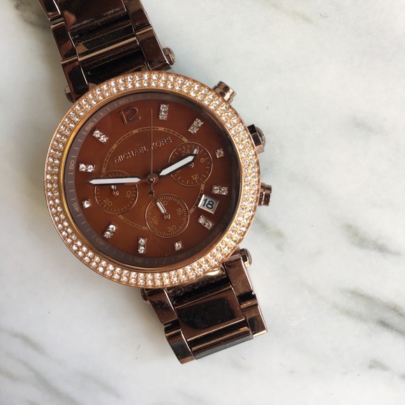 Michael Kors Accessories - Michael Kors Parker Pave Sable Tone Watch