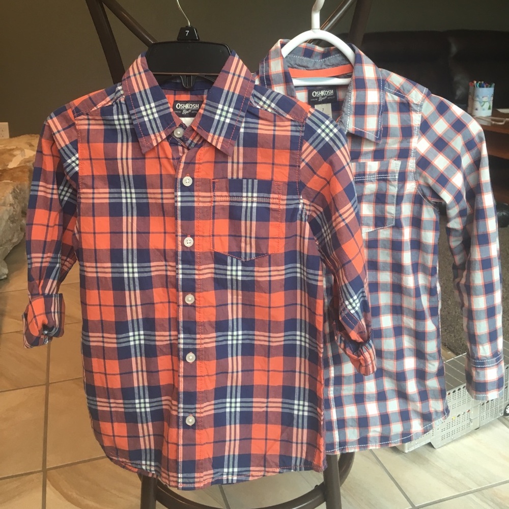 2 boy size 7 Osh Kosh B Gosh dress shirts.