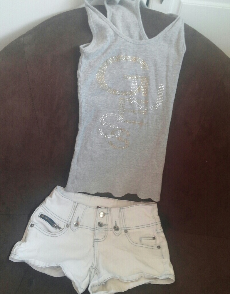 Guess grey tank and ZD jean shorts, size 1 outfit