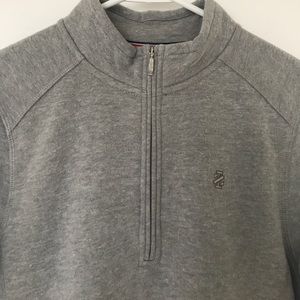 IZOD GREY ZIPPER SWEATER.