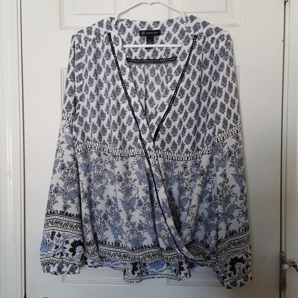 INC faux wrap blouse