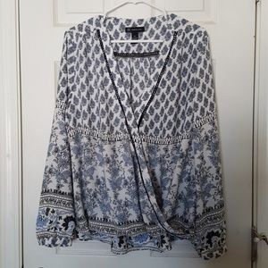 INC faux wrap blouse