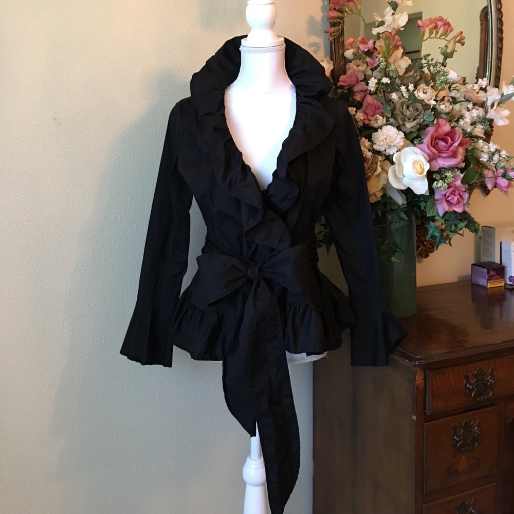 Elegant Ruffled & Bow Sashed Top