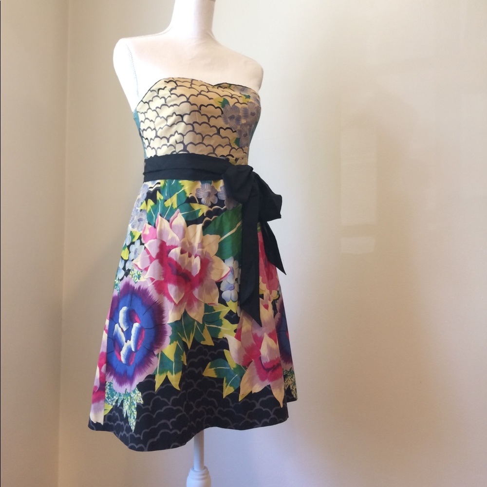 Anthropologie Silk Painted Lotus Dress