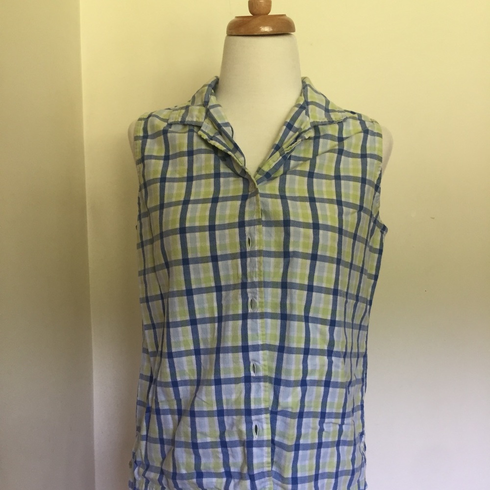 Sleeveless plaid blouse
