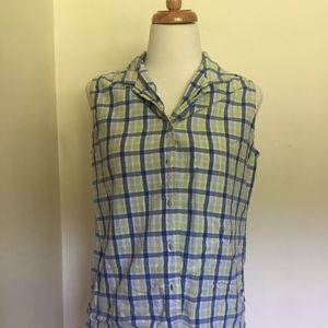 Sleeveless plaid blouse