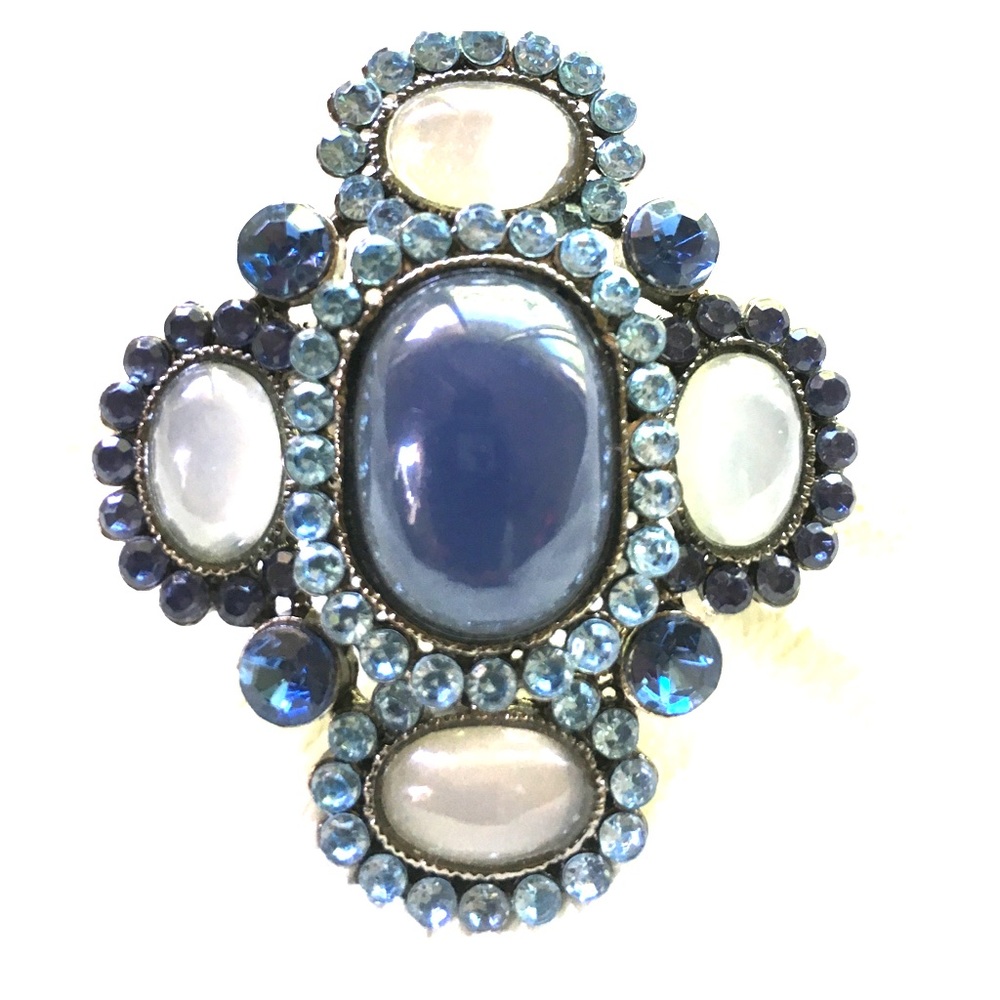 Vintage Moonstone and Rhinestone Pendant/Brooch