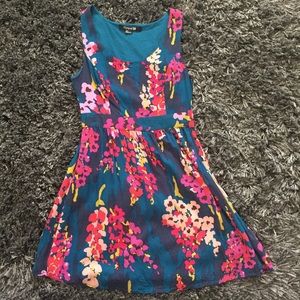 Peacock blue floral dress