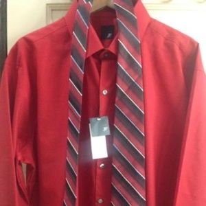 J Ferrar Red Slim Fit 18-18.5 34/35 w Stafford Tie