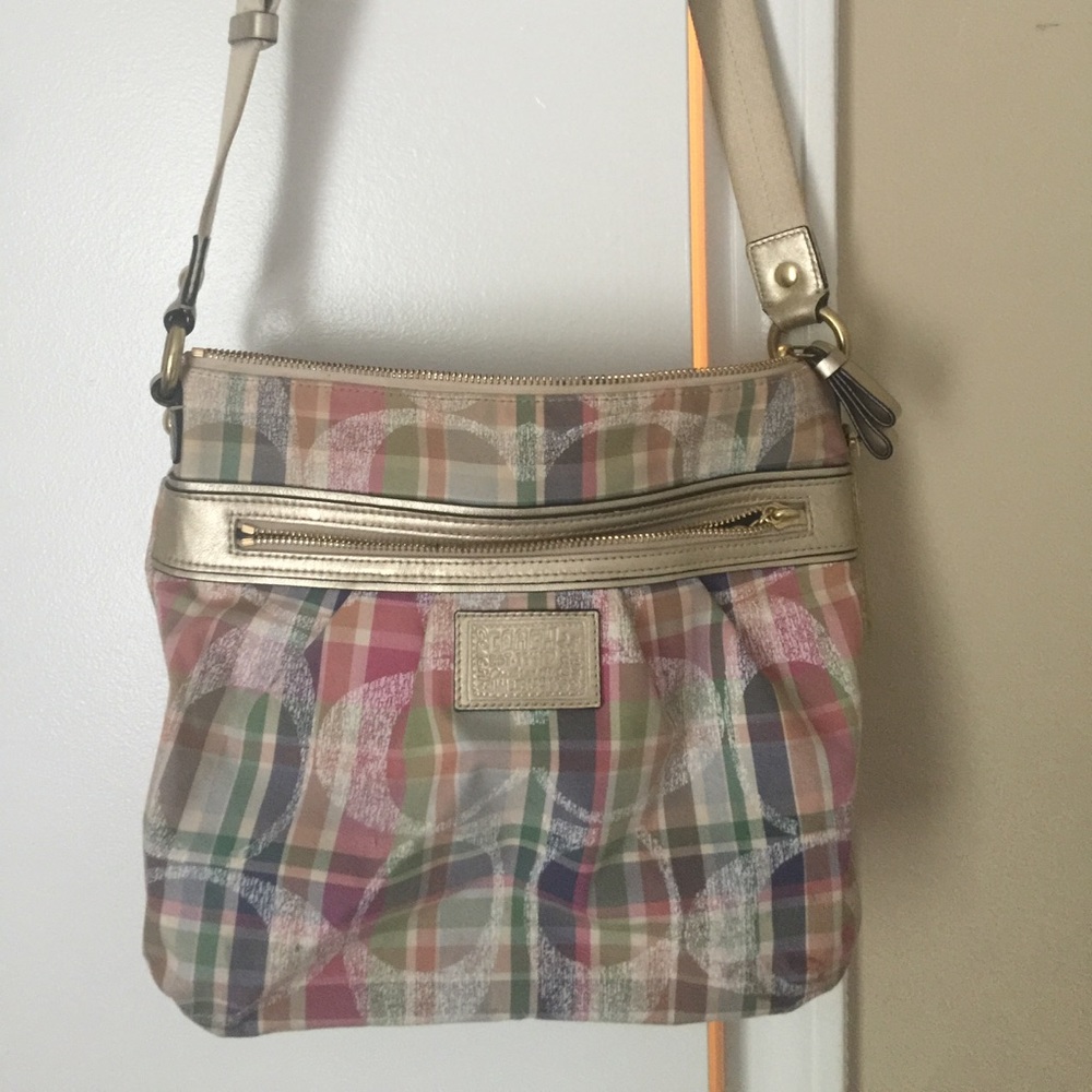 Multicolored Coach cross body purse