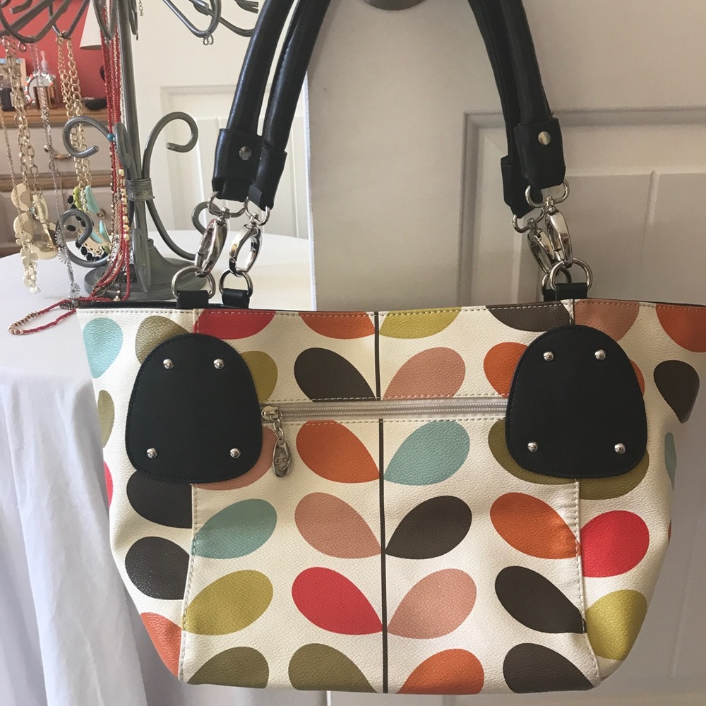 Printed faux leather hobo