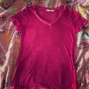 Old Navy hot pink v- neck top size small