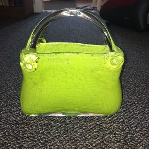 Glass handbag vase
