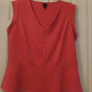 Coral cap sleeve peplum top