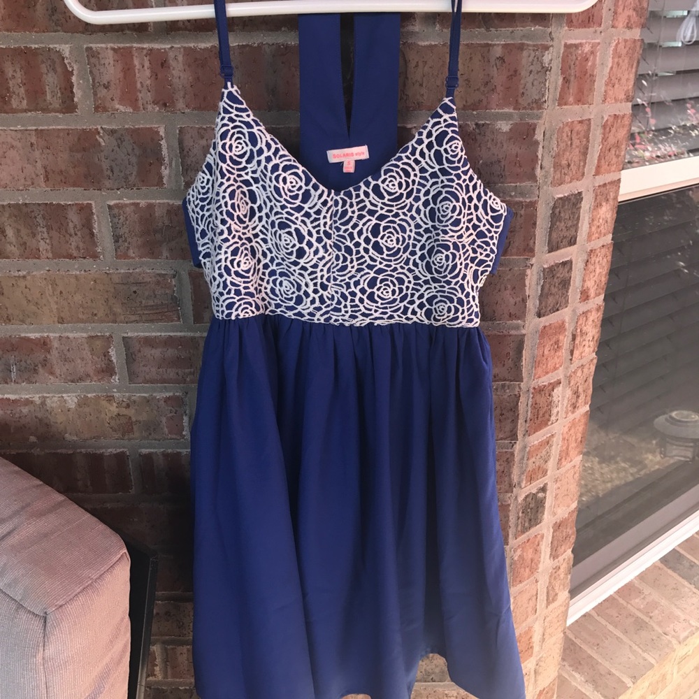 Blue and white dress