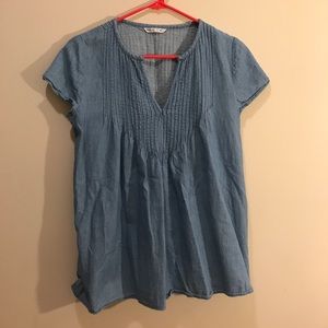 Pleated Denim Tee