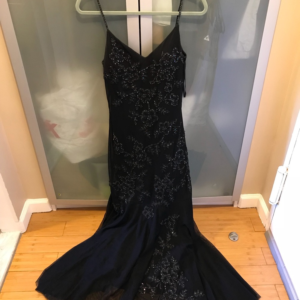 Black Sue Wong beaded gown