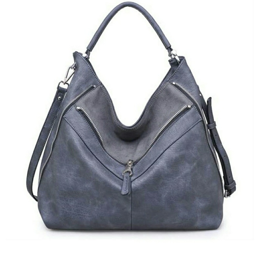 Dark gray 100% vegan leather hobo bag.