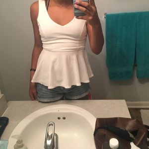 White Peplum Top