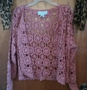 Vintage knit/crochet open front cardigan