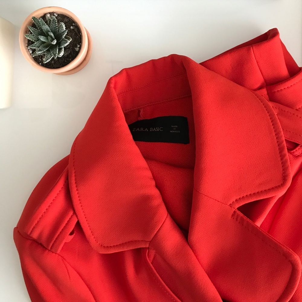 Zara Basics Red Mini Trench