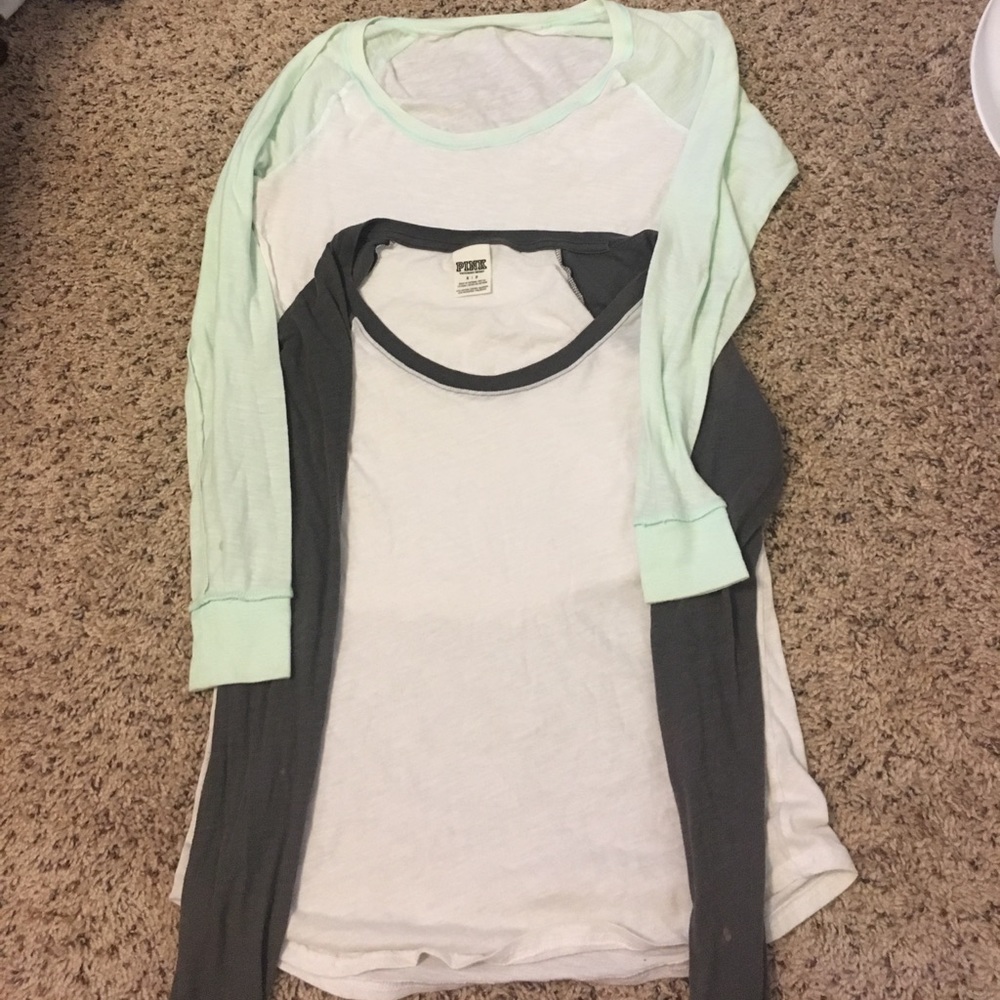 3/4 sleeve pink baseball shirts