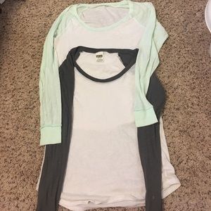 3/4 sleeve pink baseball shirts