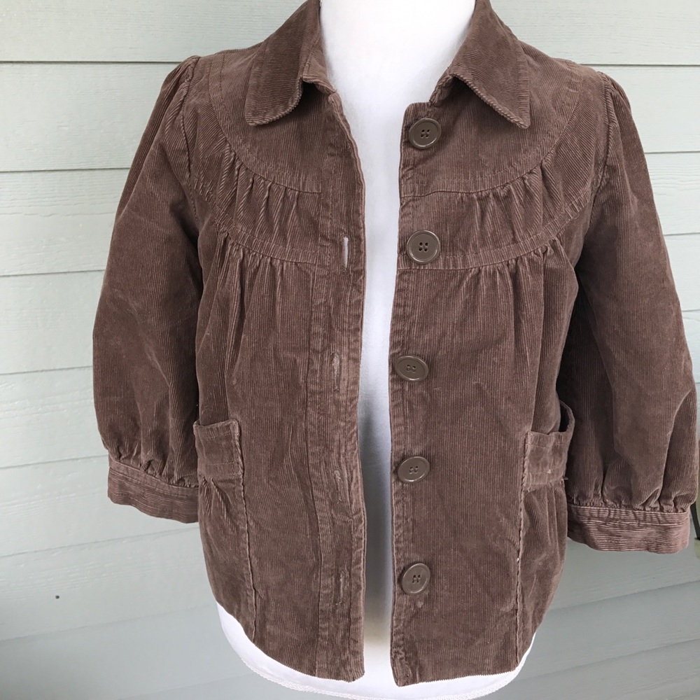 H & M brown corduroy jacket size 8