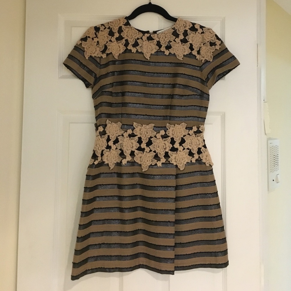 A line dress with lace panels