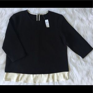 Ann Taylor Black Top with cream blouse insert XL