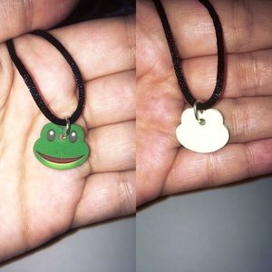 Handmade frog emoji choker