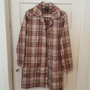 Gap plaid trench coat small