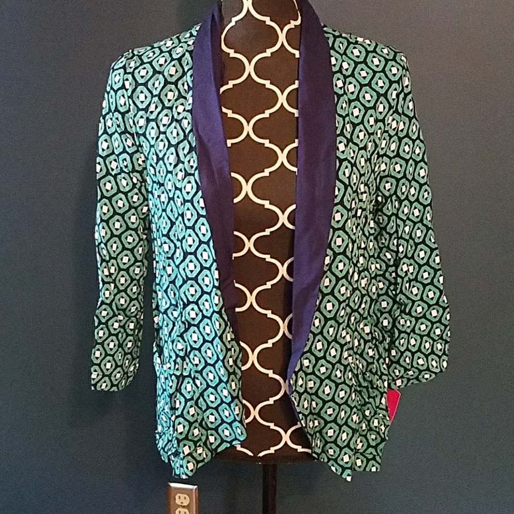 Geometric Green Blue Blazer