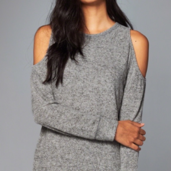 grey cold shoulder sweater