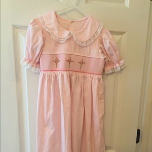 Pink Cross Smocked Dress by Remember Nguyen