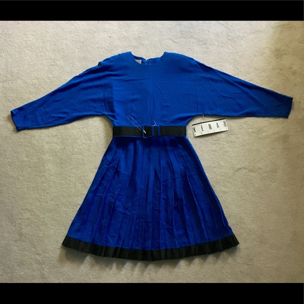 KENAR Pleated Blue Dress NEW - Picture 3 of 7