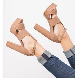 Chunky, faux suede heel- BRAND NEW NEVER WORN
