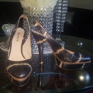 PRADA Python Patchwork slingback heels PRADA Python Patchwork slingback heels