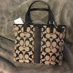 Coach signature stripe top handle Tote purse Coach signature stripe top handle Tote purse