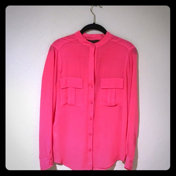 BCBG Sheer Hot Pink Blouse - Picture 2 of 7