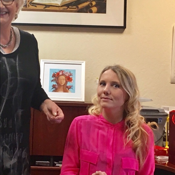 BCBG Sheer Hot Pink Blouse - Picture 1 of 7