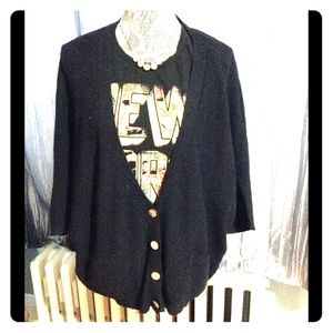 Short-sleeve black oversized cardigan